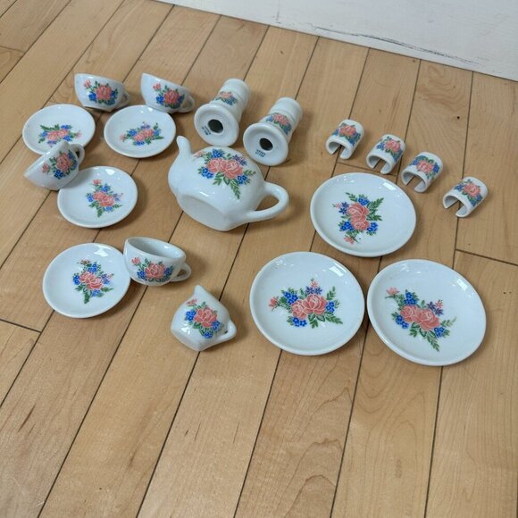 AGGLO Miniature China Tea Set Porcelain Floral Pattern - Picture 3 of 6
